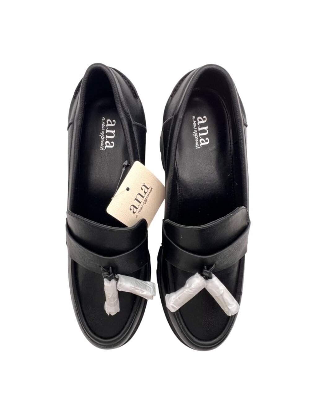 A.N.A. Platform Penny Loafers Womens Size 9M Black Chunky Block Heel Tassels NEW - Picture 6 of 15